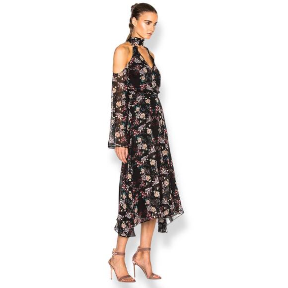 New w/Tags NICHOLAS pure silk floral flowing Goddess cold shoulder dress - Picture 7 of 16
